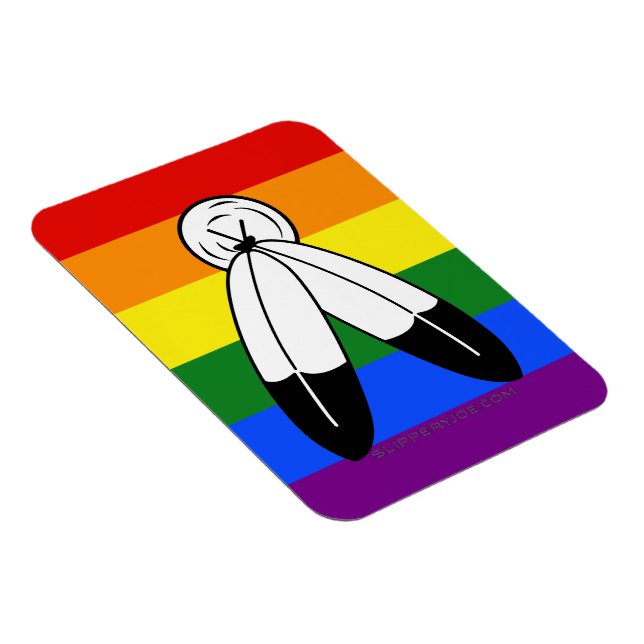 Magnet Flexible Drapeau de fierté bispirituel de SlipperyJoe's sym (Côté Droit)