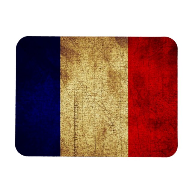 Magnet Flexible Drapeau de France à Grunge (Horizontal)