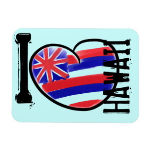 Magnet Flexible Drapeau de l'état de Heart Hawaii rectangle magnét