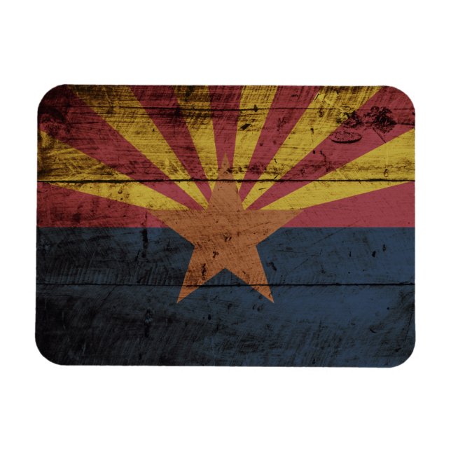 Magnet Flexible Drapeau de l'état de l'Arizona sur le vieux grain  (Horizontal)