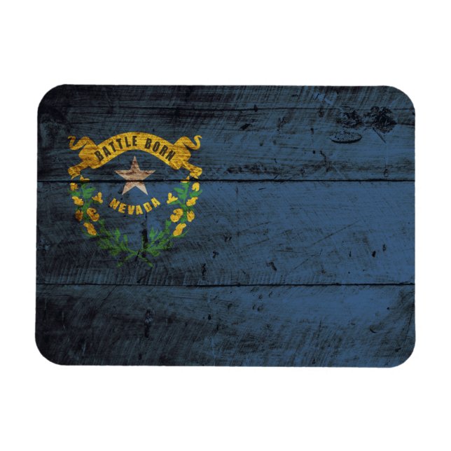 Magnet Flexible Drapeau de l'état du Nevada sur le vieux grain de  (Horizontal)
