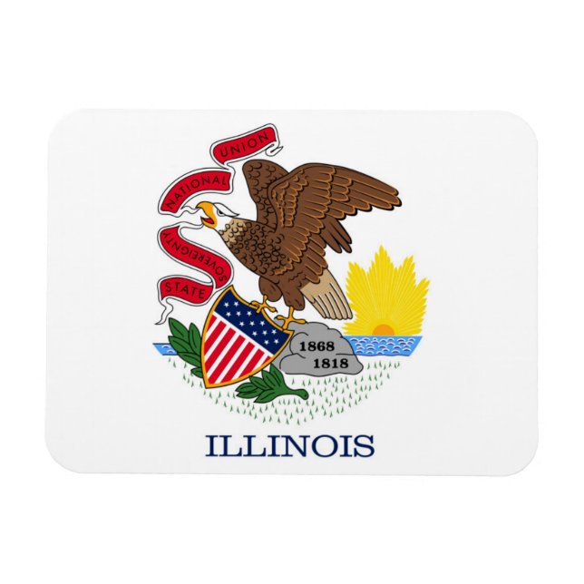 Magnet Flexible Drapeau d'État de l'Illinois, États-Unis (Horizontal)