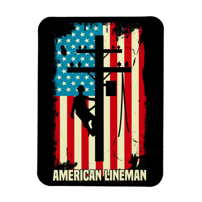 Magnet Flexible Drapeau électrique American Lineman (Vertical)