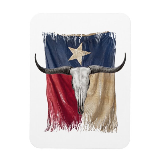 Magnet Flexible Drapeau Longhorn Taureau Distressé Taurillon (Vertical)