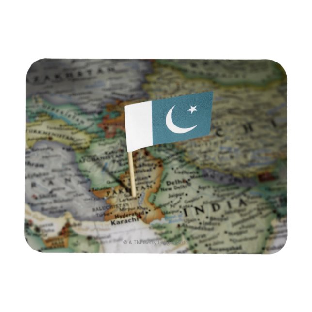 Magnet Flexible Drapeau pakistanais sur la carte (Horizontal)