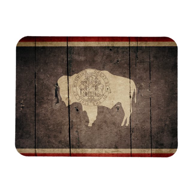 Magnet Flexible Drapeau robuste de Wyoming en bois (Horizontal)