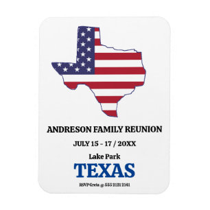 Magnet Flexible Drapeau USA FAMILLE REUNION TEXAS STATE MAP