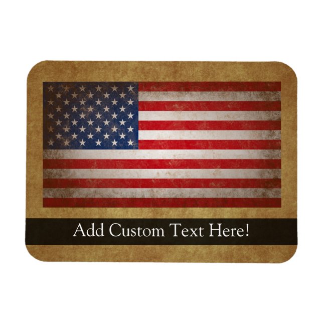 Magnet Flexible Drapeau vintage américain avec texte personnalisé (Horizontal)