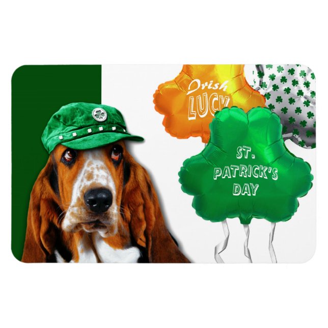 Magnet Flexible Drôle Basset Hound St. Patrick's Day Cadeau (Horizontal)