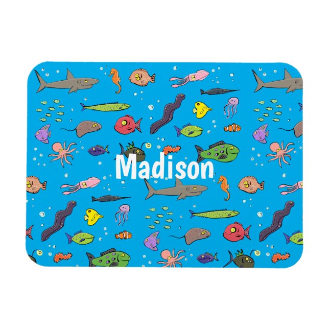 Magnet Flexible Drôle des créatures marines dessin motif (Horizontal)