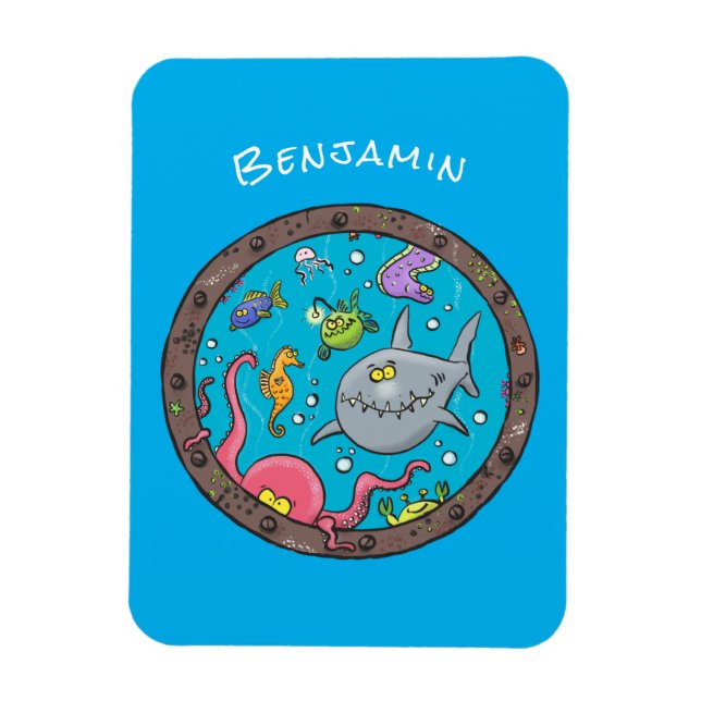 Magnet Flexible Drôle des créatures marines sous l'eau dessin anim (Vertical)