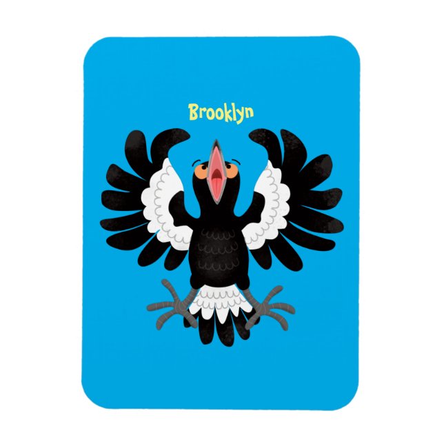 Magnet Flexible Drôle dessin animé de Magpie australienne (Vertical)