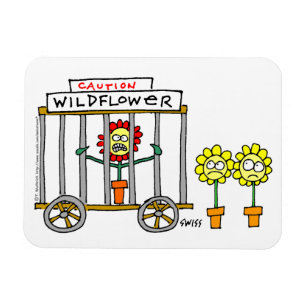 Magnet Flexible Drôle Fleur sauvage Cartoon fou Fleur sauvage