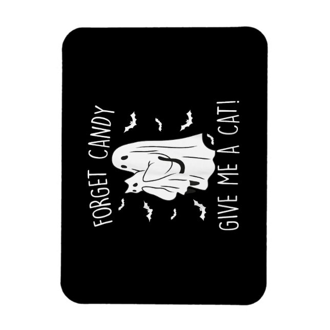 Magnet Flexible Drôle Halloween Cat Ghost Oublier Candy Donner Moi (Vertical)