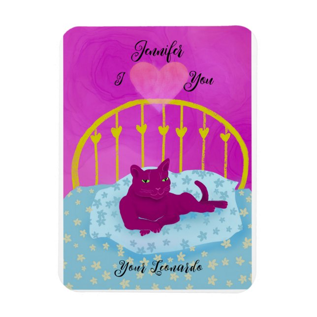 Magnet Flexible Drôle Je Vous Coeurs De Chat Personnalisé (Vertical)