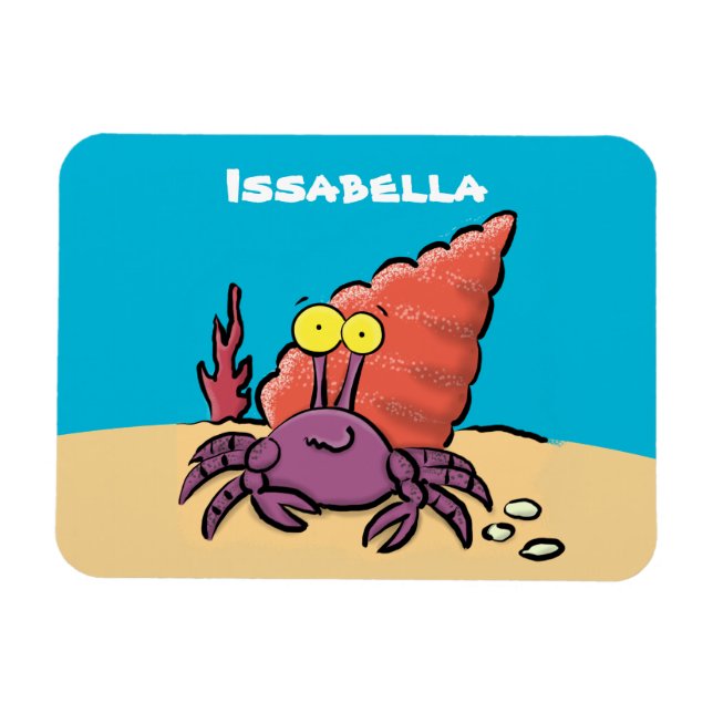 Magnet Flexible Drôle mignon caricature pourpre crabe ermite (Horizontal)