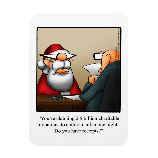 Magnet Flexible Drôle Père Noël Et Le Cadeau De L'Humour De L'IRS (Vertical)