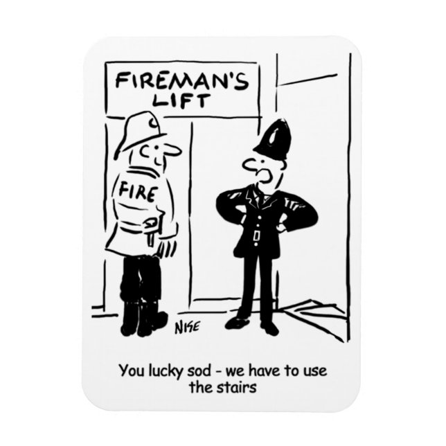 Magnet Flexible Drôle pompier et dessin de policier (Vertical)