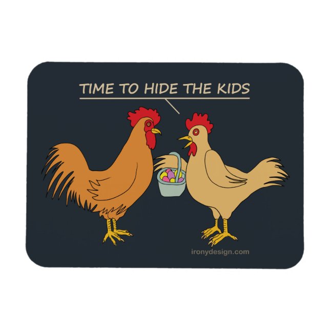 Magnet Flexible Drôle Poulet de Pâques Chasse aux Oeufs Carton Ble (Horizontal)