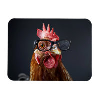Drôle poulet portant des lunettes