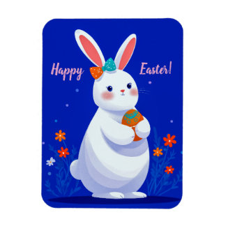 Magnet Flexible Easter Bunny with Blue Background 