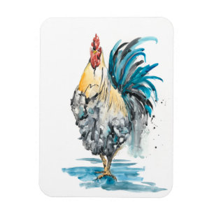 Magnet Flexible Éclaboussure de coq - portrait d'aquarelle