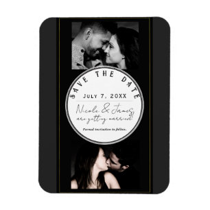 Magnet Flexible Économie de date moderne minimaliste noir gris or