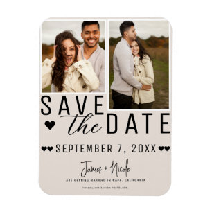 Magnet Flexible Économisez la date 2 Photo de mariage moderne avec