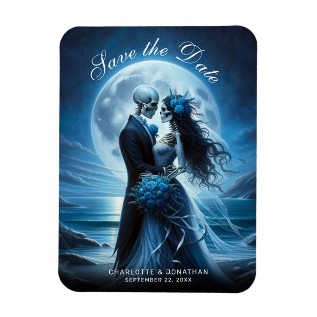 Magnet Flexible Économisez la date de mariage du couple de squelet (Vertical)