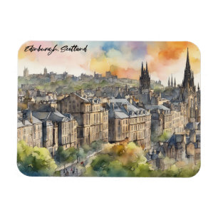 Magnet Flexible Edimbourg Scotland Castle Watercolor Travel