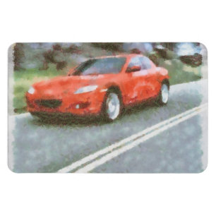 Magnet Flexible Effet de l'aquarelle de voiture rouge