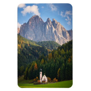 Magnet Flexible Eglise devant les montagnes des Dolomites en Itali