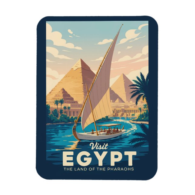 Magnet Flexible Egypt Pyramid Illustration Travel Art Vintage (Vertical)
