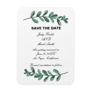 Magnet Flexible Elégant Aquarelle Vert Feuilles Enregistrer La Dat