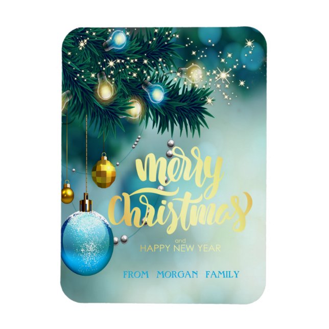 Magnet Flexible Élégant arbre de Noël, balles, étoiles vacances (Vertical)