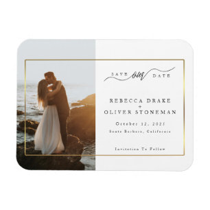 Magnet Flexible Elégant Cadre Or Photo Mariage Enregistrer La Date