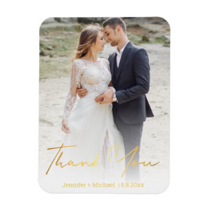 Magnet Flexible élégant chic or écriture mariage photo merci