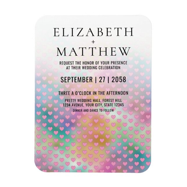 Magnet Flexible Elegant Colorful Wedding Invitation (Vertical)