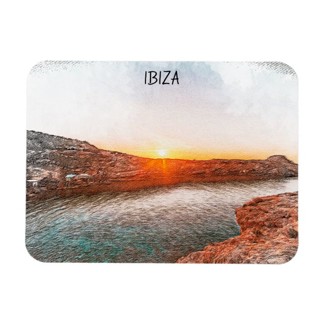 Magnet Flexible Elégant coucher de soleil d'Ibiza Espagne (Horizontal)