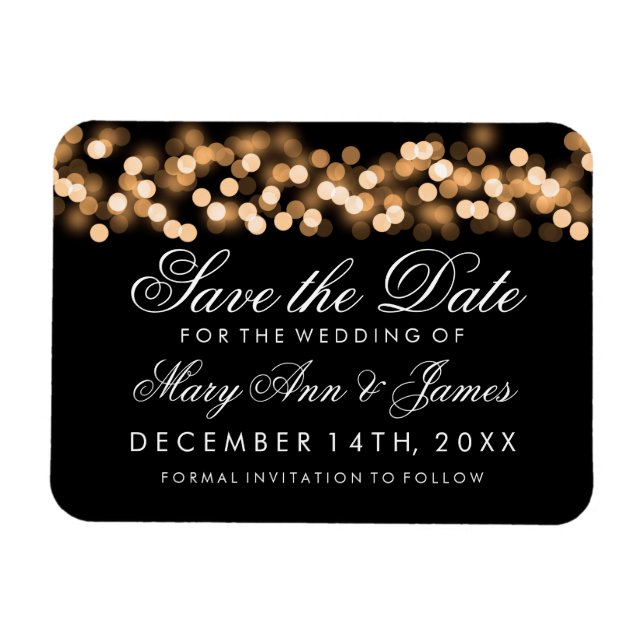 Magnet Flexible Élégant Enregistrer La Date Gold Hollywood Glam (Horizontal)