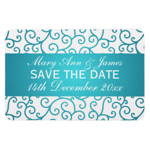Magnet Flexible Élégant Enregistrer La Date Tourne Motif Aqua Blue