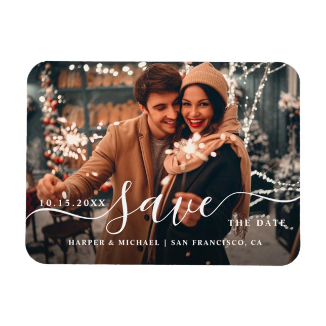 Magnet Flexible Elégant et moderne photo Mariage Enregistrer la da (Horizontal)