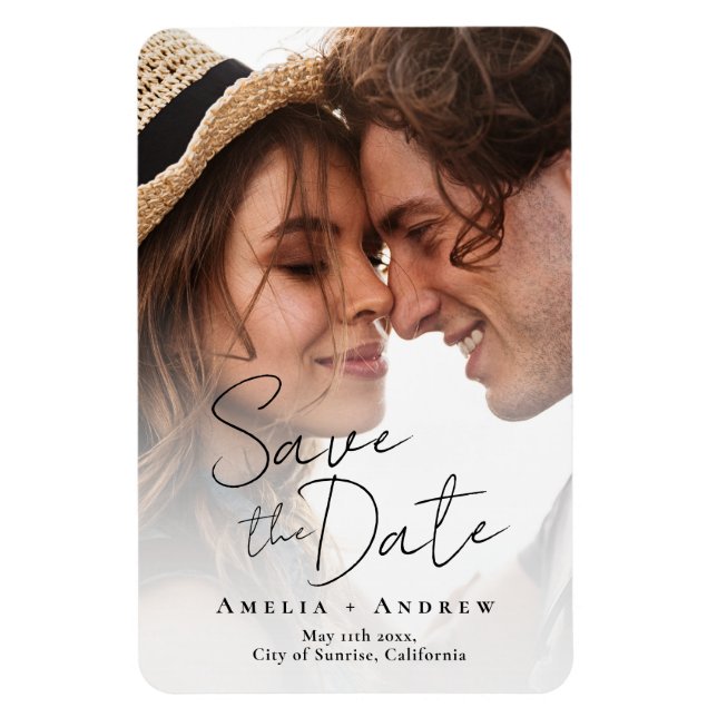 Magnet Flexible Élégant Fiançailles  de script de script de photo  (Vertical)