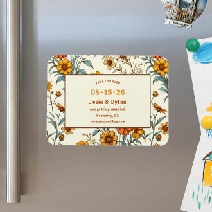 Magnet Flexible Élégant Fleur sauvage Retro Enregistrer le Mariage