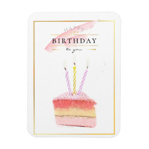 Magnet Flexible Elegant Golden Frame Birthday Cake Slice