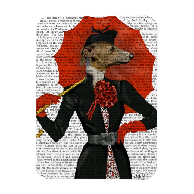 Magnet Flexible Elégant Greyhound et parapluie rouge 2 (Vertical)