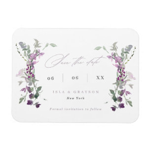 Magnet Flexible Elégant Lilac Fleurs sauvages Mariage Enregistrer 