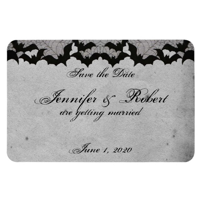 Magnet Flexible Élégant mariage de dentelle gothique de chauve-sou (Horizontal)