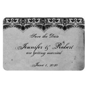 Magnet Flexible Élégant mariage de dentelle gothique Sauvez la dat