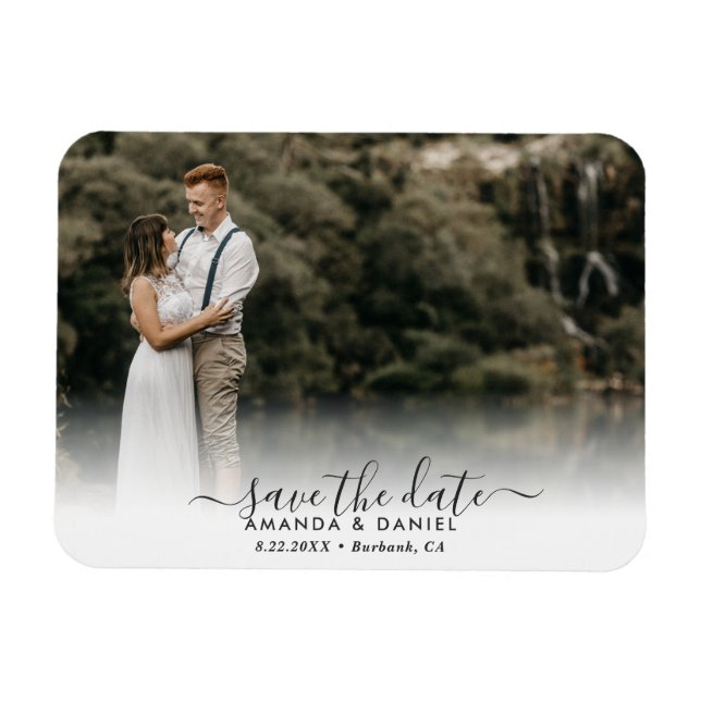 Magnet Flexible Élégant Mariage De Script Moderne Photo Enregistre (Horizontal)